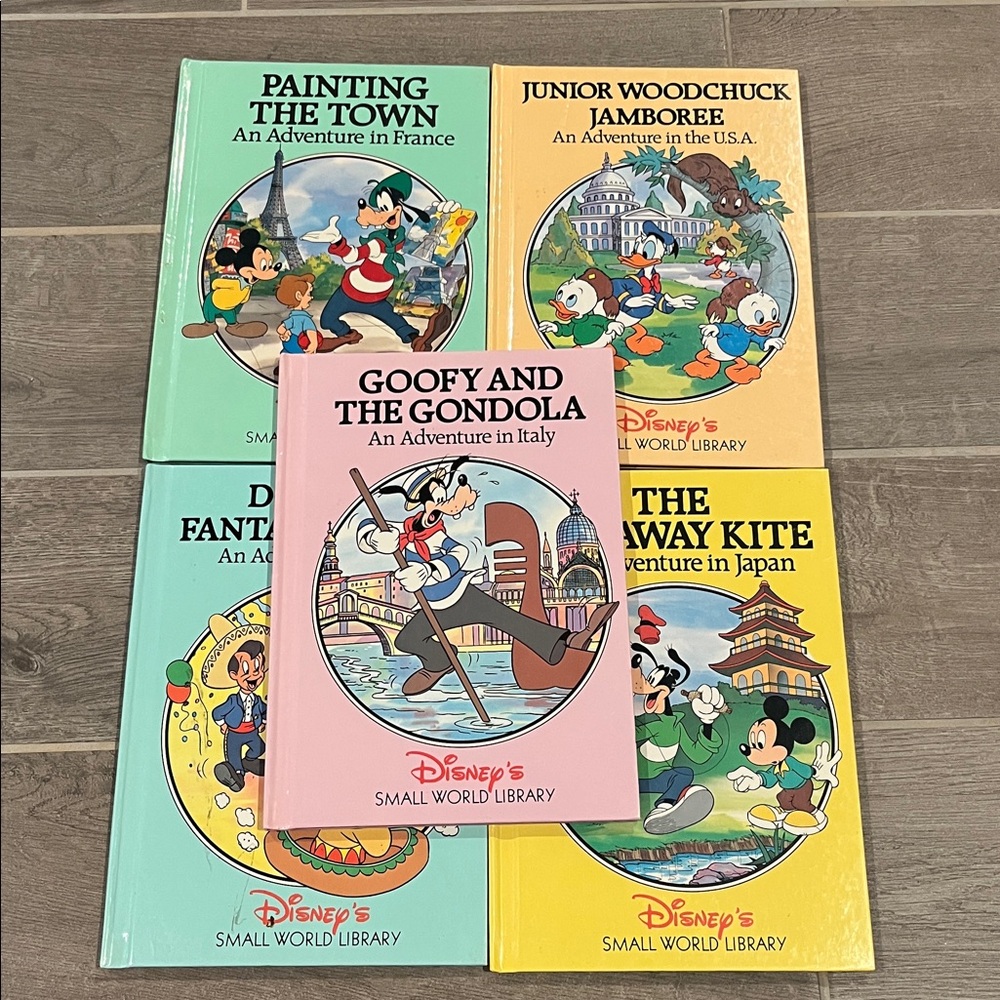 5 Disney Small World Library Books Italy Japan Mexico France woodchuck jamboree